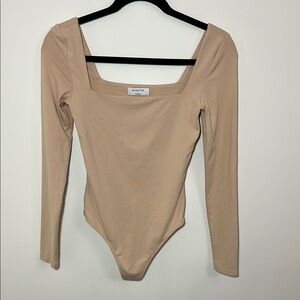 Babaton Tan Long Sleeve Bodysuit
